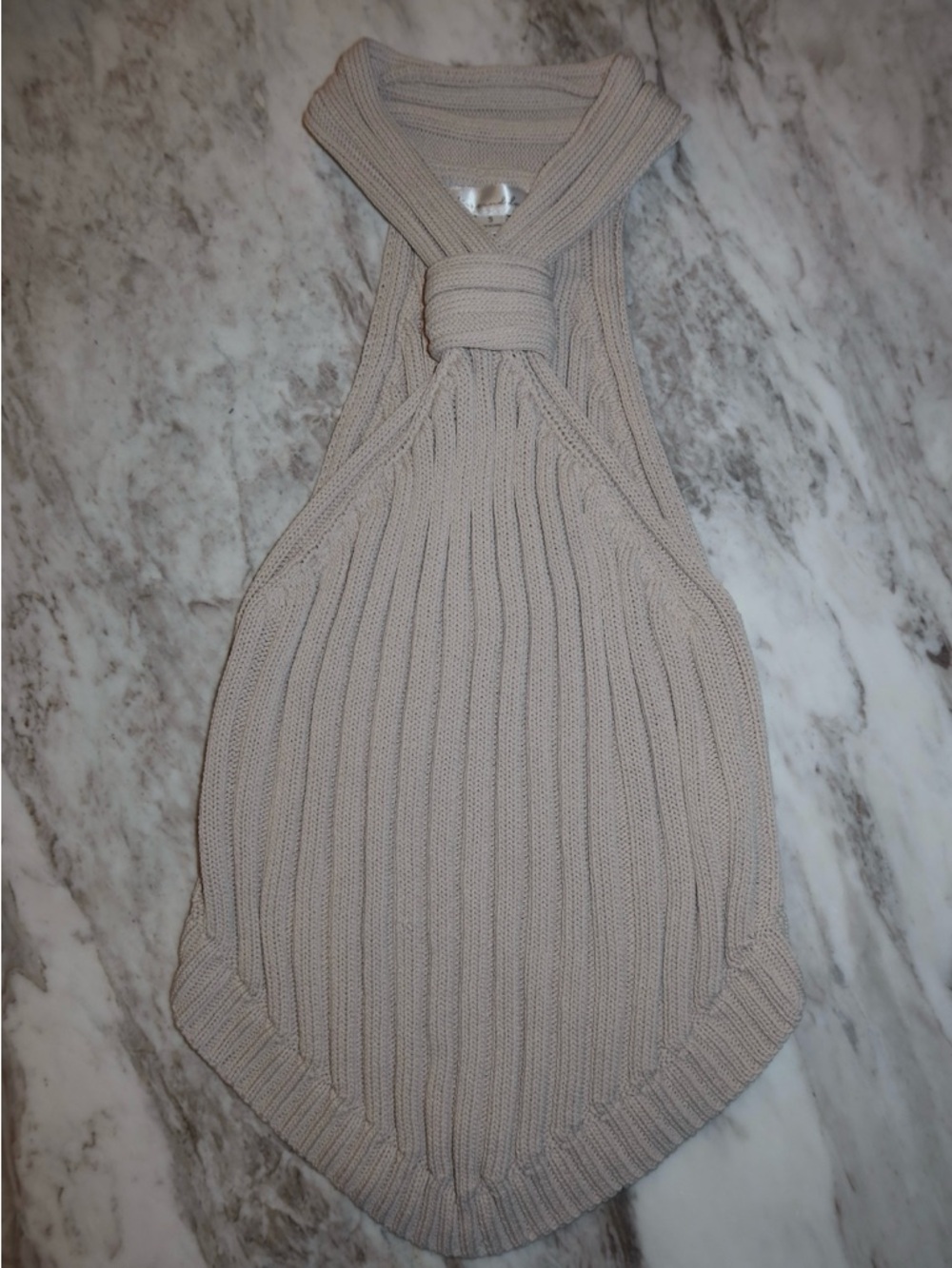 Line & Dot Cream Twist Halter Ribbed Tank - Picture 3 of 9